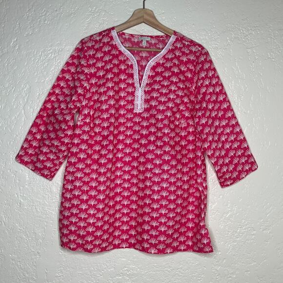 Talbots Tops - Talbots Dandelion Tunic Top Preppy Tropical Retro Women Pink 1X